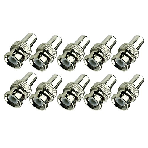 Hosyl RCA Female Jack to BNC Male Plug Adapters Pack of 10