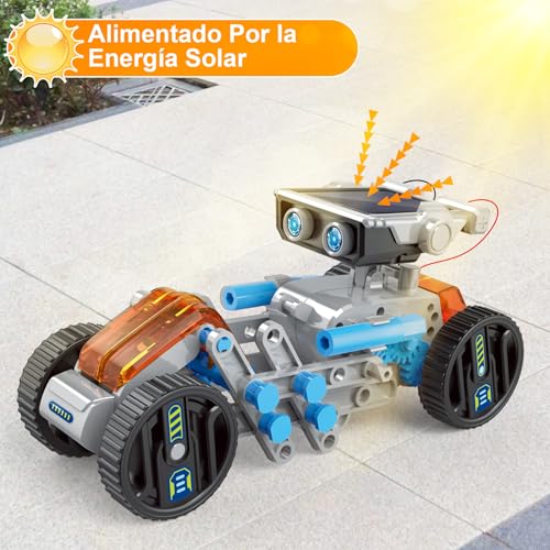Robot de Juguete Solar Recargable, Juguetes de Proyectos STEM para Adolescentes de 8 a 16 Años, Kit de Experimentos de Construcción de Bricolaje, Alimentado por Energía Solar o Alimentado por Batería