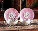 Jusalpha Elegant Porcelain Tea Cup and Saucer Set-Coffee Cup Set with Saucer and Spoon-6OZ (Set of 6, Pink)