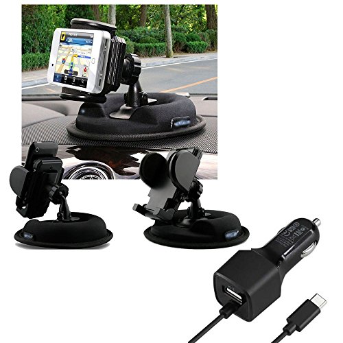 Weighted anti skid sandbag dash mount phone holder and Type C Car Charger for OnePlus 3T