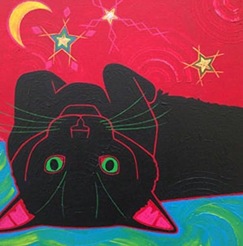 Cookie Puss Tile Coaster, Black Cat Lover Collectible Decor by Angela Bond