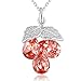 Element Necklace 925 Sterling Silver Pink Grape Crystal Pendant Jewelry Necklace, Birthday Birthstone Gifts for Women, 18