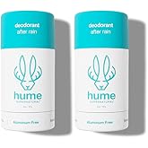 Hume Supernatural Aluminum Free Deodorant for Women & Men - Safe for Sensitive Skin - Probiotic, Plant-Based, Baking Soda Free, Aloe, & Cactus Flower, Anti Sweat, Stain & Odor – After Rain, 2-Pack