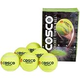 Cosco Cricket Normal Force Leather Tennis Ball (Yellow) -Pack of 6