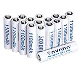 AAA Batteries Rechargeable,Sonoxo AAA Batteries(16 Pack) High Capacity 1100mAh Battery Pack with Low Self Discharge