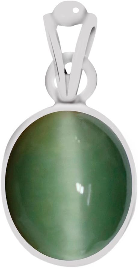 Clara Certified Cats Eye (Lehsuniya) 5.5cts or 6.25ratti Silver Pendant for Men & Women