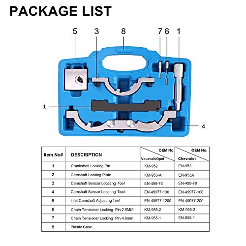 OrionMotorTech Engine Timing Tool Kit for Chevy Vauxhall Opel 1.0 1.2 1.4, Aveo, Cruze, Orlando and More, for Timing Chain Replacing, Cylinder Head & Camshaft Removal