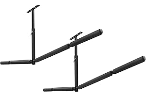 LOCKIETTA Adjustable Double SUP Standup Paddleboard Surboard Storage Rack, Heavy Duty Indoor Kayak Paddle Fishing Rod Snowboard Overhead Ceilling Mount Hanger for Garage, each Side Holds up to 75Lbs