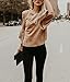 Kathemoi Womens Bell Sleeve Suede Top Crew Neck Casual T Shirt Blouse Tops (Medium, Brown)