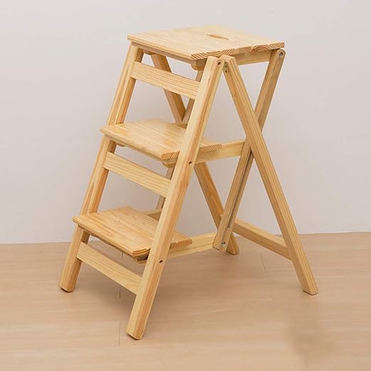 Amazon Com 3 Layer Solid Wood Folding Step Stool Household