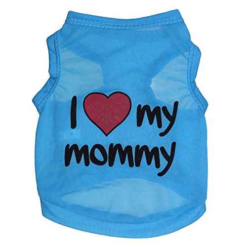 BBEART Pet Clothes, "I LOVE My Mommy" Printed T-shirt Puppy Cat Vest Clothing Summer Ultra-Thin Breathable Sleeveless Harness Costume Teddy Clothes For Small Dogs