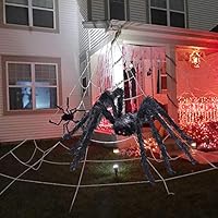 YOBAYE Giant Huge Spider Black Hairy Spider for Halloween Yard Decorations, Large Fake Spider Props Patio Spiderweb for Halloween Party Outdoor Decor, 49 Inch