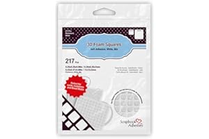 SCRAPBOOK ADHESIVES BY 3L Permanent Pre-Cut 3D Foam Squares, White, Mixed Variety (Pack of 217) (01614)