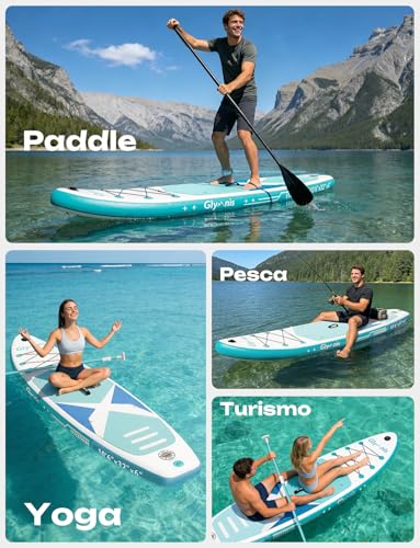 Glymnis Tavola Da SUP 320×81×15cm SUP Gonfiabile Capacità Di Carico Di 140 Kg Tavola Da Surf Stand Up Paddle Tavola SUP Con Pompa Ad Aria Pagaia Regolabile Borsa Da Trasporto