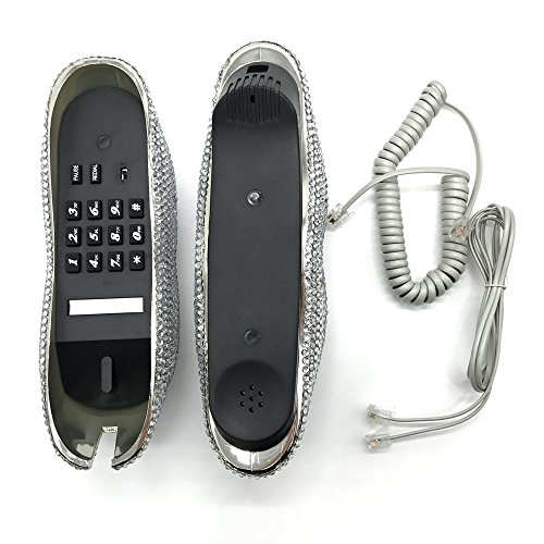 EPLAZA Silver Sexy Lips Mouth Fixed Land Line Telephone Shining Desk Wired Corded Phone Home Office Decoration