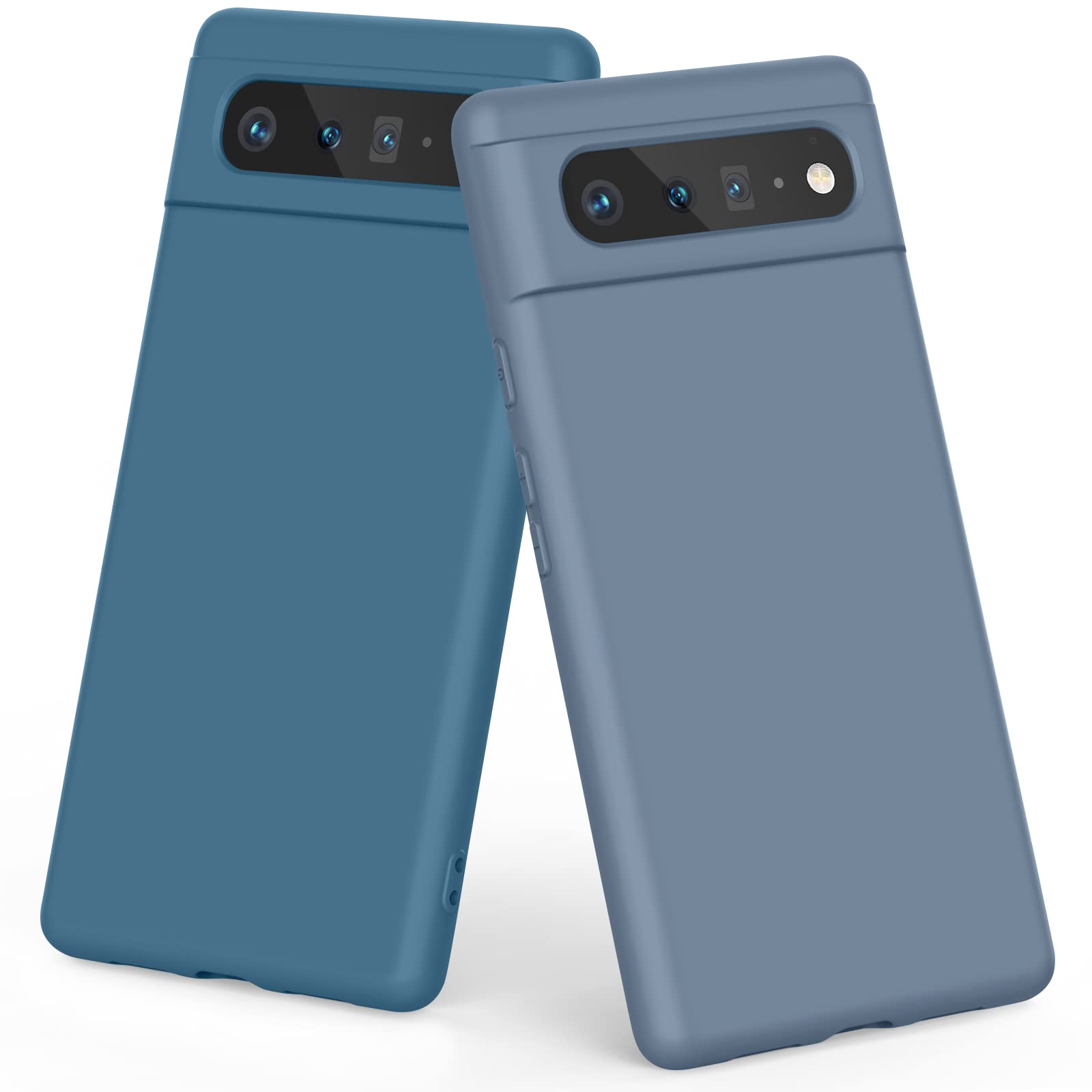 Silicone Phone Case Compatible with Google Pixel 6, 2 Pack Soft Protective Smart Phone Case for Women Men, Durable Anti-Scratch Shockproof Phone Cover