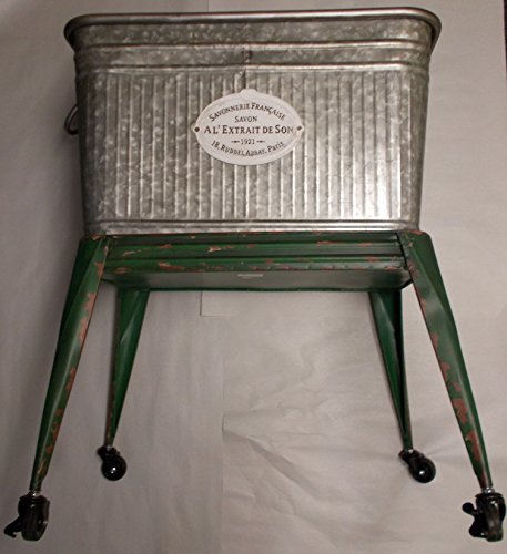 Large Metal Freestanding Farmhouse Planter on Casters - Beverage Holder Bucket