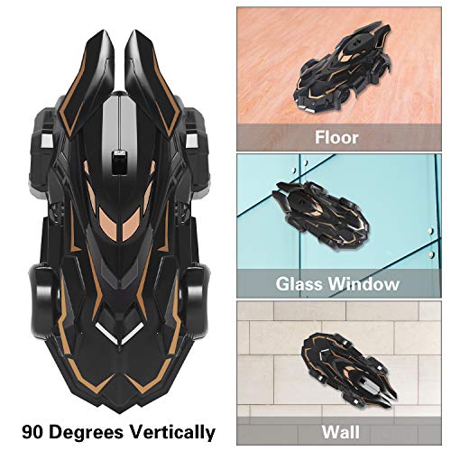 MEYUEWAL RC Remote Control Car Rechargeable Wall Climbing Cars Dual Mode 360° Rotating Stunt Race Toy Cars with LED Light Stunt Climber Racing Car Best Gifts for Kids, Boys & Girls (Black)