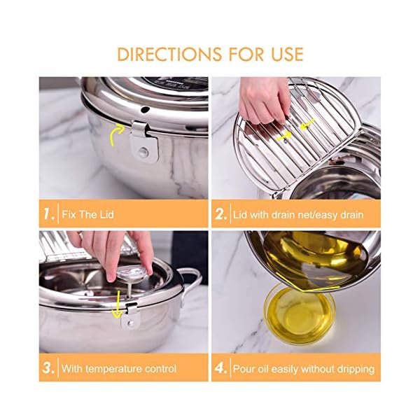 Deep-Fryer-Pot304-Stainless-Steel-with-Temperature-Control-and-Lid-Japanese-Style-Tempura-Fryer-Pan-Uncoated-Fryer-Stainless-Steel-Cookware-Gas-Stove-Silver-20cm79inch Deep Fryer Pot,304 Stainless Steel with Temperature Control and Lid Japanese Style Tempura Fryer Pan Uncoated Fryer…
