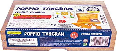 Logica Puzzles Art. Double Tangram - Wooden Brain Teaser - 65 Puzzles in 1 - Card Box - Puzzle for 1 or 2 Players - Euclide Collection - Image 5
