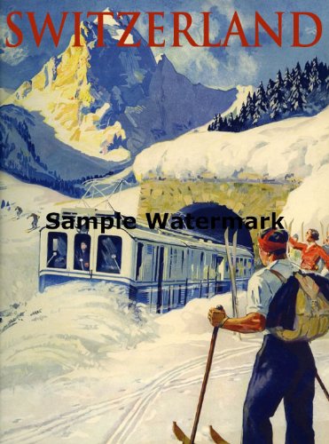 Bernese Oberland Is the Higher Part of the Canton of Bern Switzerland Suisse Swiss Train Snow Travel Tourism Skiing Ski Winter Sport 20" X 30" Image Size Vintage Poster Reproduction