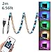 WenTop Led Strip Lights Waterproof USB Powered 5V 5050 RGB Black Strip Light 6.56ft(2M) 60leds Flexible Tape Light with RF Remote Controller for TV Back Lighting, PC Case, Desk, Trucks,Under Cabinet