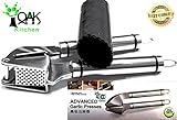 Oak Kitchen Garlic Press set Easy to Squeeze and clean Hige Quality Stainless Steel Crusher & Mincer with astonishing Bonus Garlic Peeler & Silicon Brush .