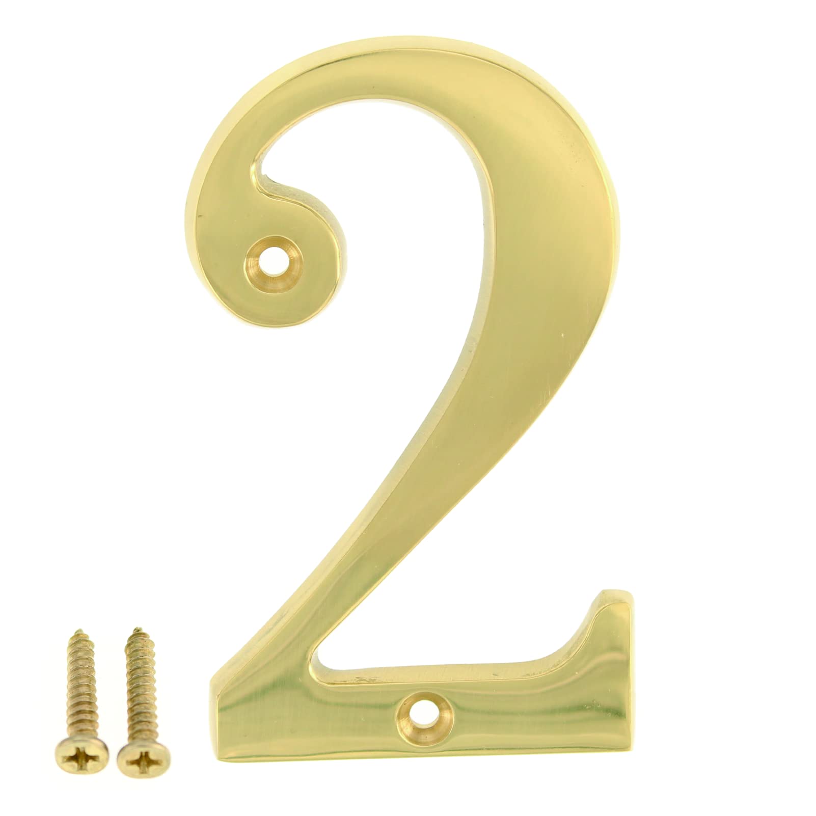 ZW Hardware A100 4 Inch(100mm) Bright Brass House Number 2