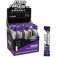 Strike Force Energy Drink Mix - Healthy Water Enhancer + Caffeine, Vitamin b12 & Potassium - Natural Tasting Flavor for Keto, Sugar Free & Vegan Diets. 40 Liquid Energy Packets - Grape Flavoring