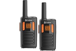 Cobra RX180 Walkie Talkies (2-Pack) – Lightweight, Easy-to-Use Compact Two Way Radios Long Range, 22 Preset Channels, NOAA Weather Alerts, VOX Feature, LED Flashlight (Orange/Black)