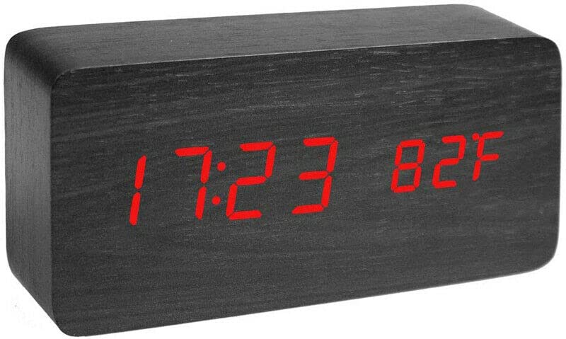 AntDau71 Alarm Clock for Bedside Table, Black, 15 cm x 7 cm x 4 cm