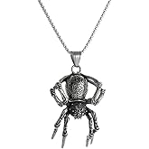 YWMAN Gothic Spider Necklace, Stainless Steel Spider Pendant, Halloween Punk Reptile Animal Jewelry Gift for Men Women