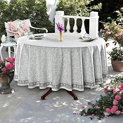 Ridhi Taupe Jal 100% Cotton Round 90 Tablecloth