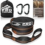 Pro Hammock Tree Straps with CARABINERS - 400LB Rated (1200LB Tested), Adjustable 30+2 Loops, Non-Stretch, Easy Setup, Heavy Duty, Tree Friendly