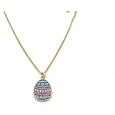 Daisy & Fox Easter Egg Necklace – Enameled Egg Pendant – Gold Stainless Steel Chain – Handmade Jewelry – Gift for Her