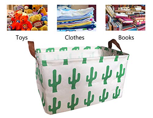 image for SAKUYV Square Canvas Toy Storage Bins Basket with Handle Collapsible T