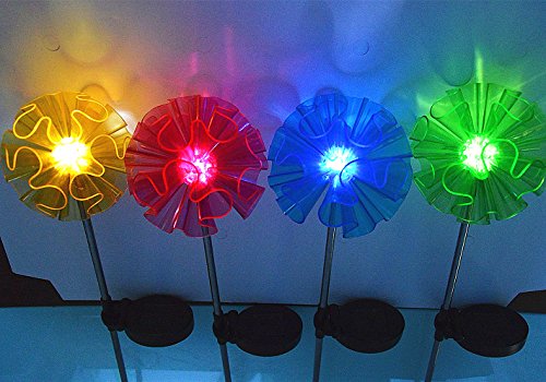 Sogrand 4 Color Assort Decoration Stake Light Set of 4 Solar Light (4 lights in one color box) , Solar Garden Lights,Solar Pathway Lights,Solar Led lights