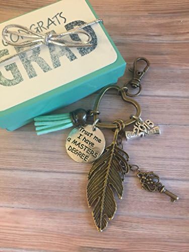Harper Olivia Girls 'Trust me I have a Masters Degree' 2018 Graduation Key Chain with Gift Packaging Masters Degree Graduation Gift