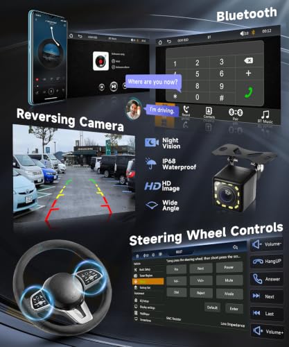 VECHTEL Autoradio 1 DIN con Schermo IPS Orientabile da 7 Pollici 1024x600 | Wireless CarPlay & Android Auto, Bluetooth 5.2, FM/AM/RDS Radio, Mirror Link, USB, Rückfahrkamera, Lenkradsteuerung