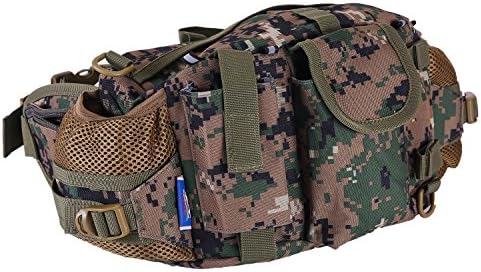 Tactical Waist Pack Bag Military Fanny Packs Hip Belt Bag Pouch for Hiking Climbing Hunting Outdoor Bumbag Water Resistant(Jungle Camo)