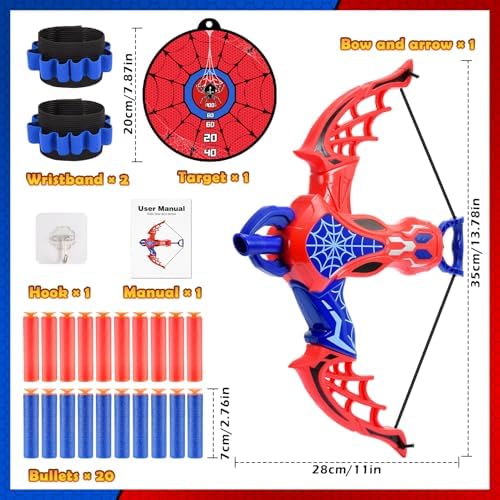 Spider Spielzeug ab 3 4 5 6 Jahre, Spielzeug ab 3-6 Jahre Junge Pfeil Und Bogen Kinder Outdoor Spielzeug Spider Geschenke für Junge 3 4 5 6 7 Jahre Kinderspielzeug ab 3-6 Jahre Ostergeschenk — Foto 6 von 7