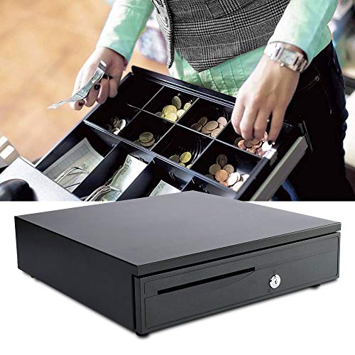 Apelila POS Cash Register Drawer with Removable Coin Tray, 5 Bills and 5 Coins Supermarket, Shop, Department Store, Drugstore,Black
