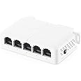 PoE Passthrough Switch, 1 PoE in 4 PoE Out Extender, IEEE802.3af/at/bt PoE Powered 90W, 100Mbps Ethernet, Din Rail & Wall Mount Plug and Play