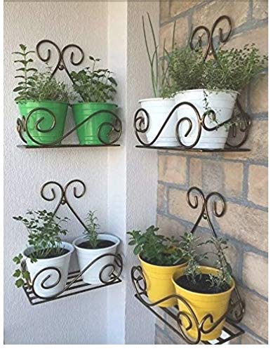 Falak Handicrafts Presents Iron Plant Holder Stand Hanging Set Planter, 4 Pieces