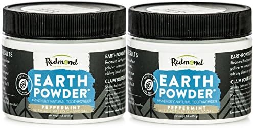 Redmond Life Peppermint Earth Powder with Charcoal (Pack of 2) with Bentonite Clay, Sea Salt, Activated Charcoal and Menthol, 1.8 oz.
