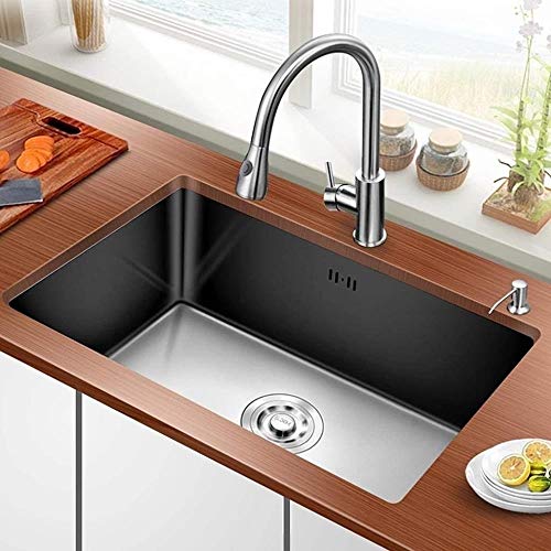 JYHW Edelstahl-Wannen-Einzel-Bad Manuell-Wannen-Küche Einbau-Under Counter-Becken Sink Sink 68 × 45cm (Size : A) – Bild 3