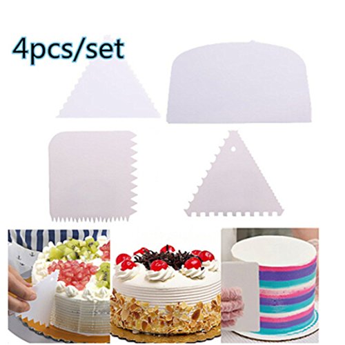 Rurah 4 pcs Fondant Smoother Tool Cake Smoother for Caking Decorating Supplies Butter Scraper - Thumbnail 2