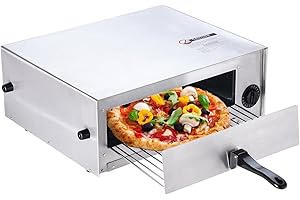 GOFLAME 1450W Electric Pizza Oven, Stainless Steel Pizza Oven Countertop with Insulated Handle & Removable Tray, Commercial P