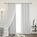 Best Home Fashion Mix & Match Tulle Sheer Lace and Blackout Curtain Set – Stainless Steel Nickel Grommet Top – Vapor – 52