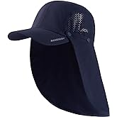 BASSDASH UPF 50+ Foldable Fishing Hat Baseball Cap with Removable Neck Flap Portable for Men Women Golf Hiking